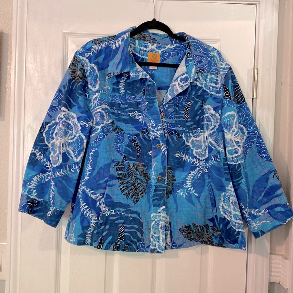 Denim Jacket in a Beautiful Blue & Lavender Print
